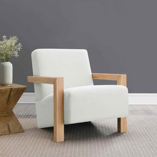 Fitzroy Boucle Upholstered Accent Arm Chair Ivory - Home & Sleep Outlet
