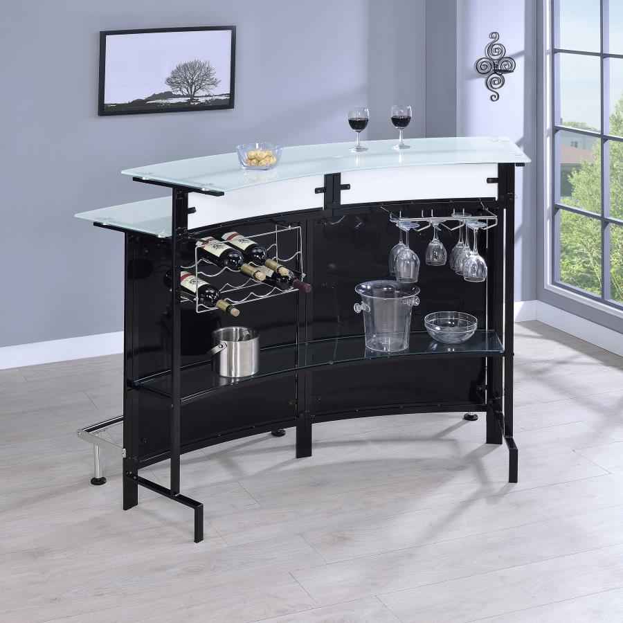 Keystone Curved Glass Top Home Bar Wine Cabinet Black - Home & Sleep Outlet