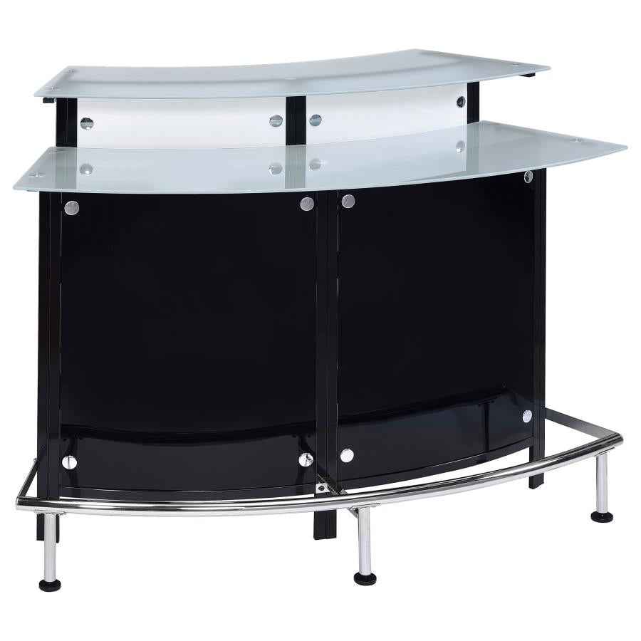 Keystone Curved Glass Top Home Bar Wine Cabinet Black - Home & Sleep Outlet