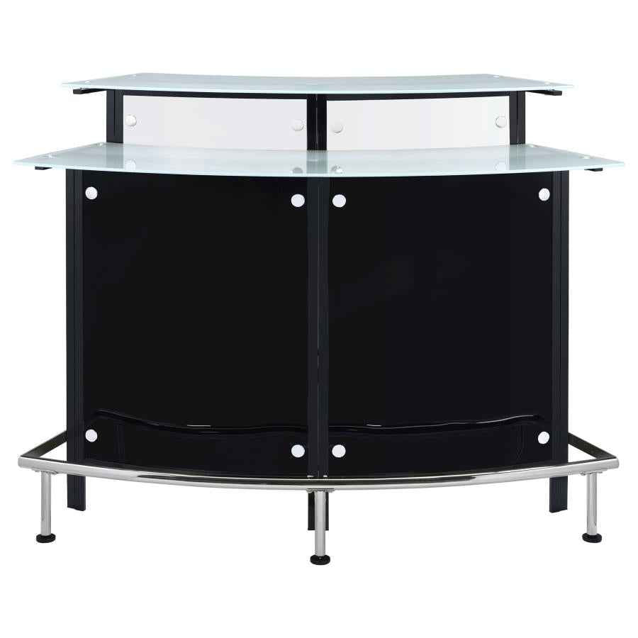 Keystone Curved Glass Top Home Bar Wine Cabinet Black - Home & Sleep Outlet
