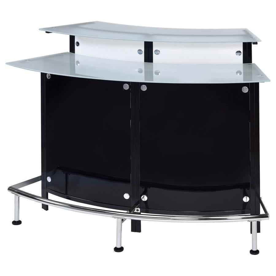 Keystone Curved Glass Top Home Bar Wine Cabinet Black - Home & Sleep Outlet