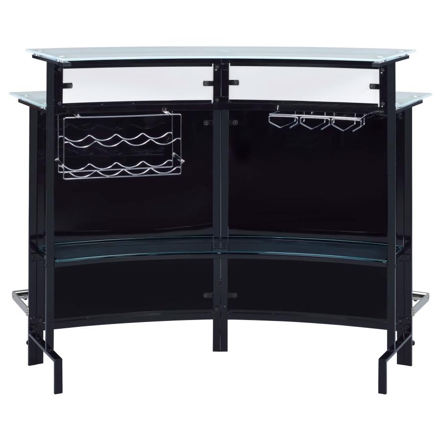 Keystone Curved Glass Top Home Bar Wine Cabinet Black - Home & Sleep Outlet
