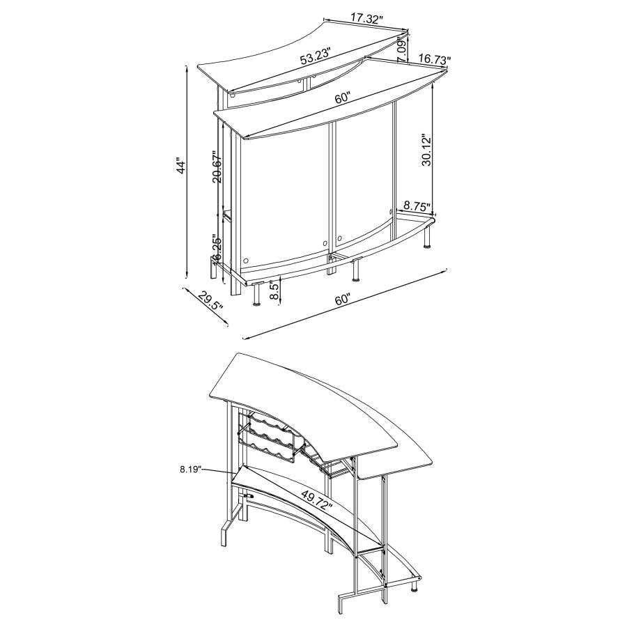 Keystone Curved Glass Top Home Bar Wine Cabinet Black - Home & Sleep Outlet