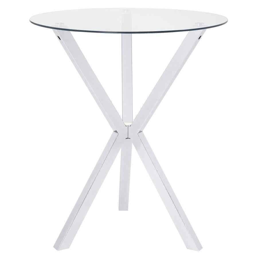 Denali Round 35-inch Glass Top Bistro Bar Table Chrome - Home & Sleep Outlet