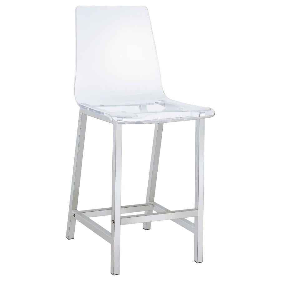 Juelia Clear Acrylic Counter Chair Chrome (Set of 2) - Home & Sleep Outlet