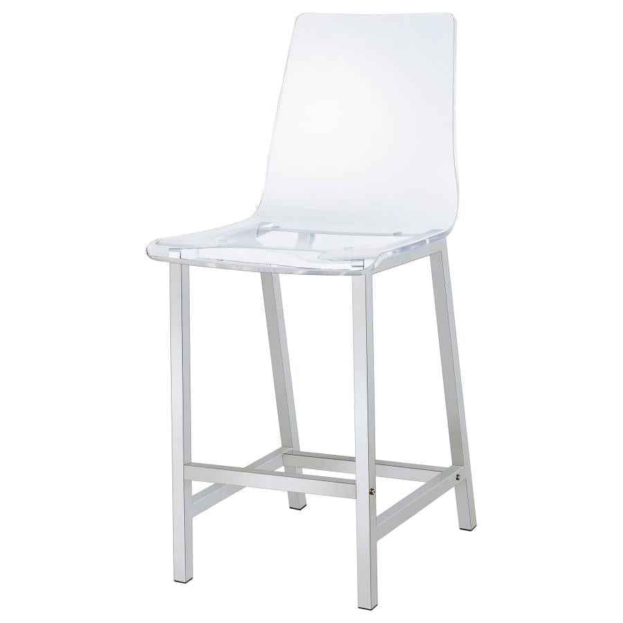 Juelia Clear Acrylic Counter Chair Chrome (Set of 2) - Home & Sleep Outlet