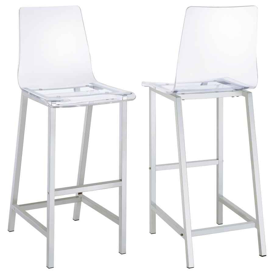 Juelia Clear Acrylic Bar Chair Chrome (Set of 2) - Home & Sleep Outlet