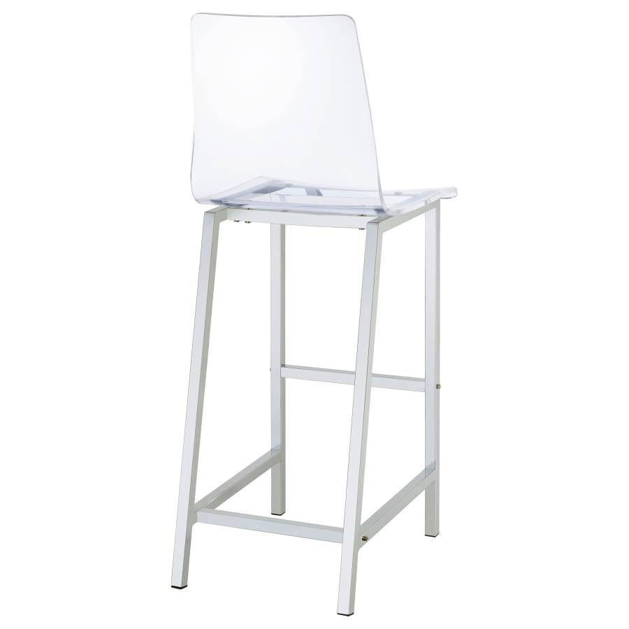 Juelia Clear Acrylic Bar Chair Chrome (Set of 2) - Home & Sleep Outlet