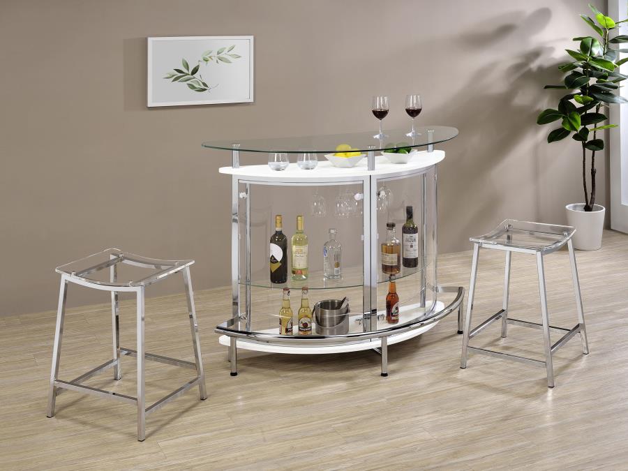 Amarillo Freestanding Glass Top Home Bar Wine Cabinet White - Home & Sleep Outlet
