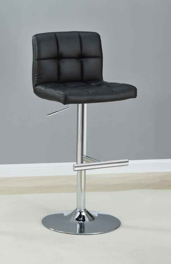 Lenny Tufted Adjustable Leatherette Bar Stool Black (Set of 2)