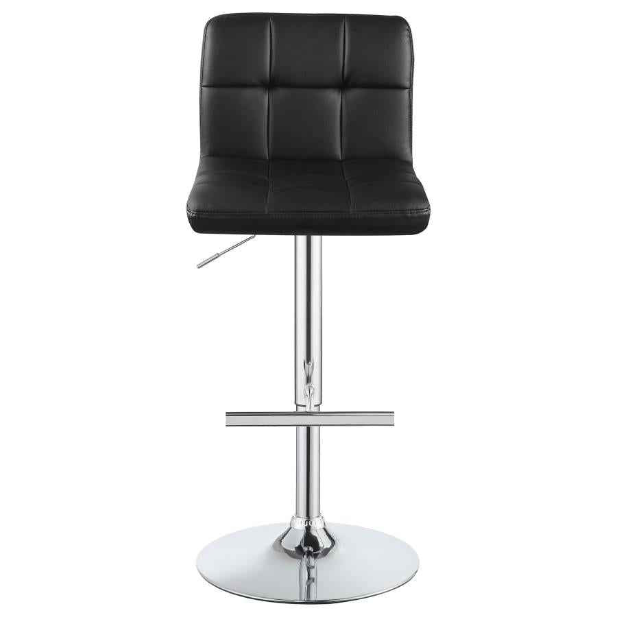 Lenny Tufted Adjustable Leatherette Bar Stool Black (Set of 2)