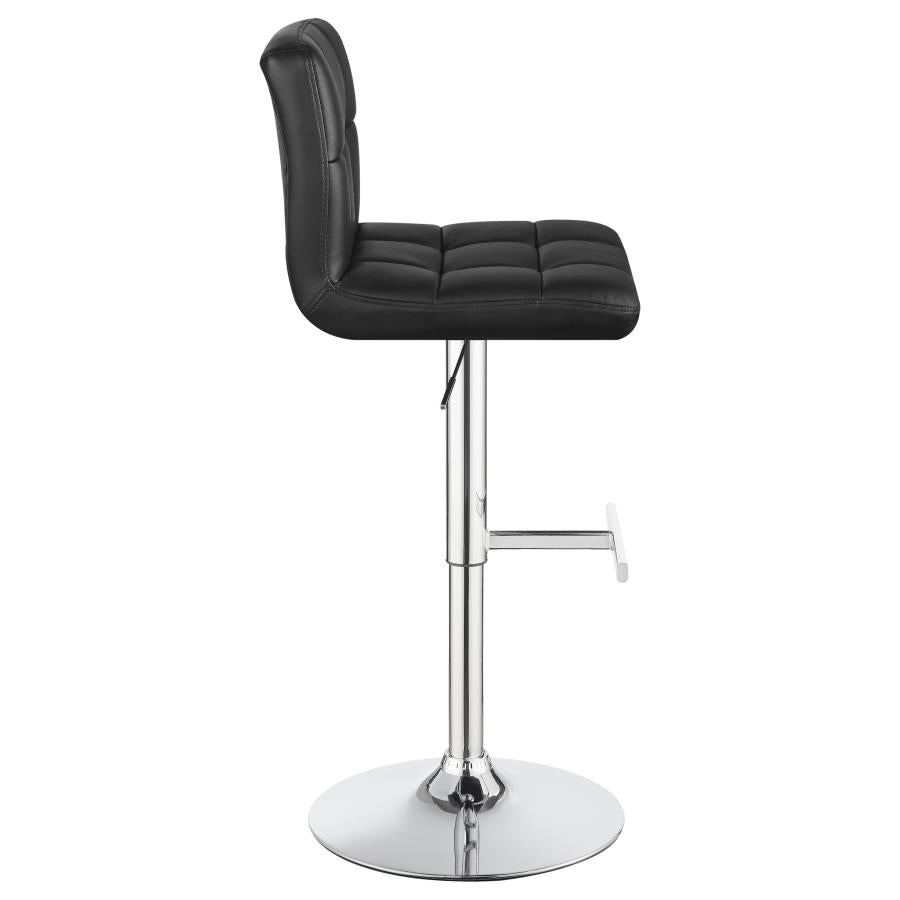 Lenny Tufted Adjustable Leatherette Bar Stool Black (Set of 2)