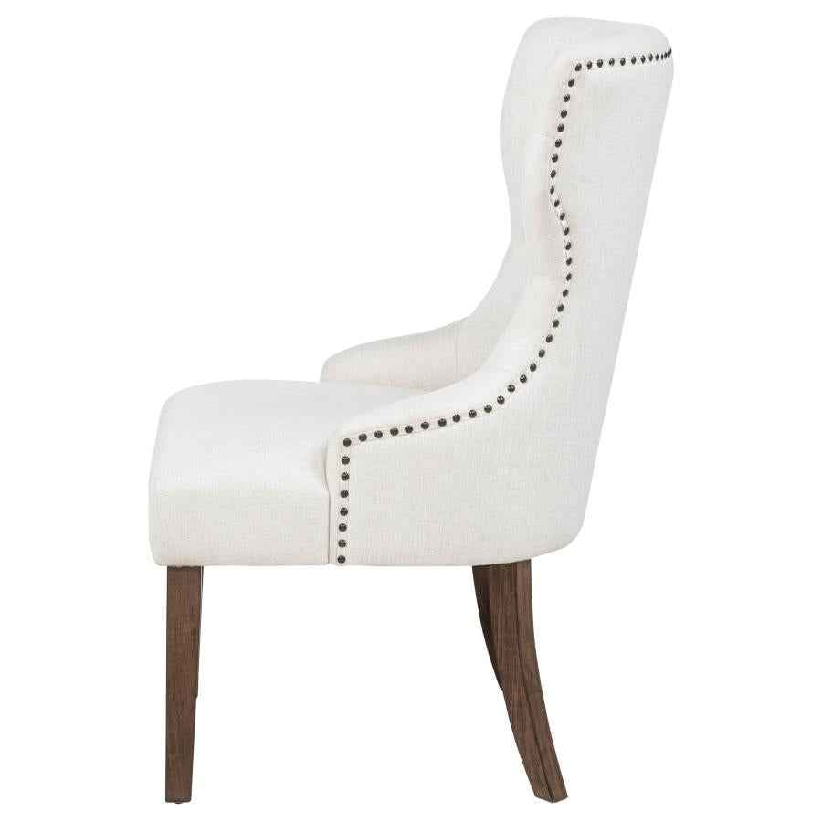 Baney Fabric Upholstered Dining Side Chair Cream and Dark Oak