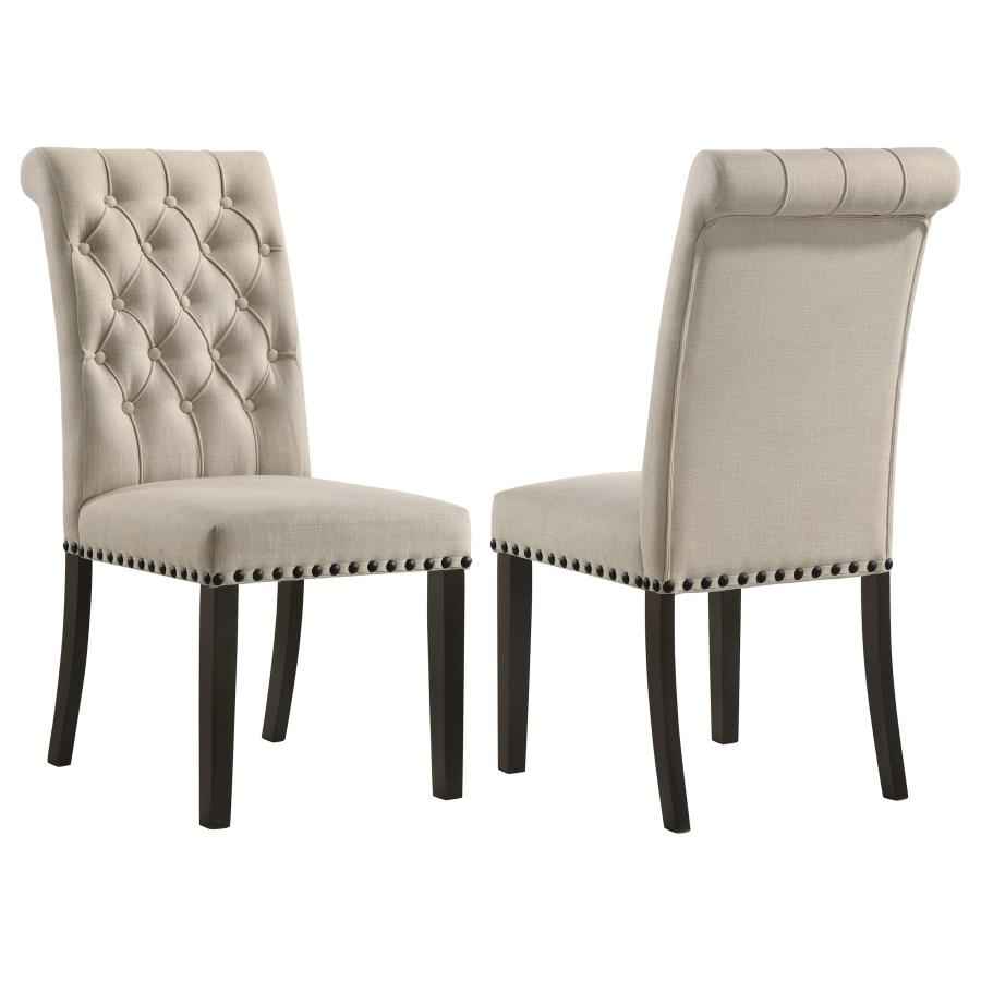 Alana Upholstered Dining Side Chair Beige Smokey Black (Set of 2)
