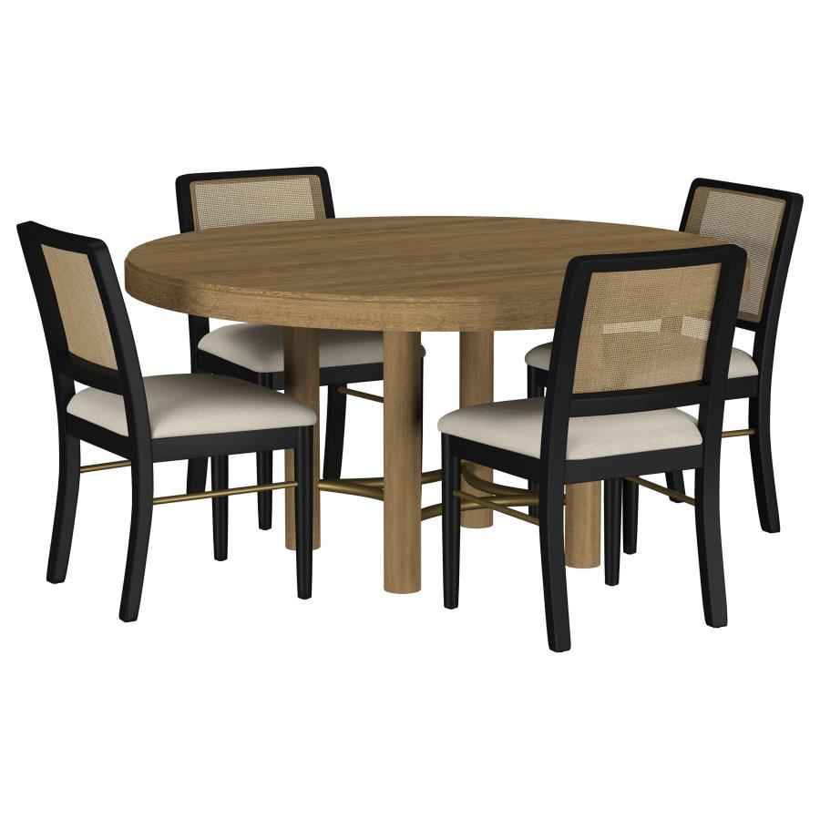 Arini 5-piece Round Dining Table Set Sand Wash and Black - Home & Sleep Outlet
