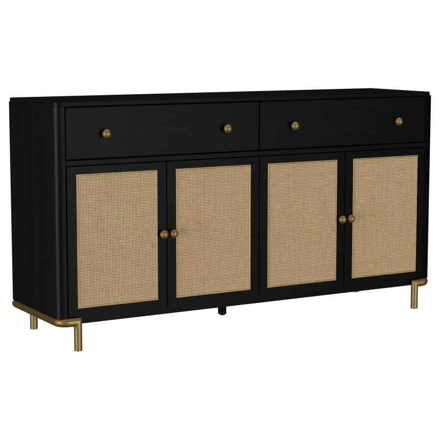 Arini 2-drawer Cane Door Dining Sideboard Server Black - Home & Sleep Outlet
