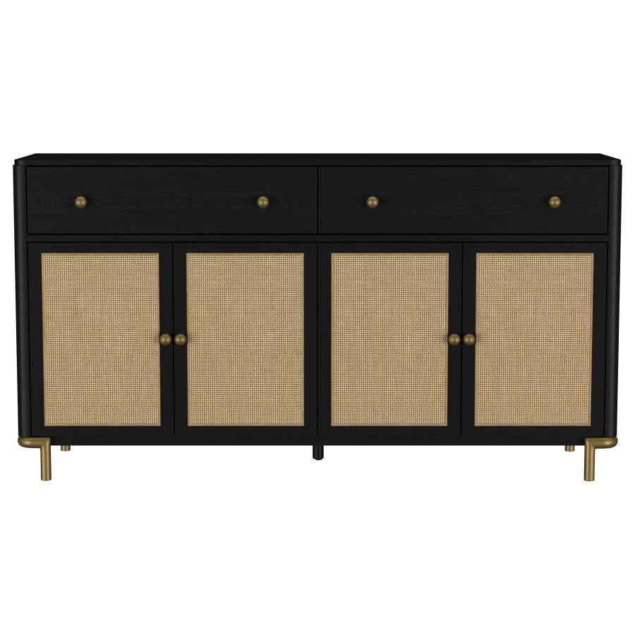 Arini 2-drawer Cane Door Dining Sideboard Server Black - Home & Sleep Outlet