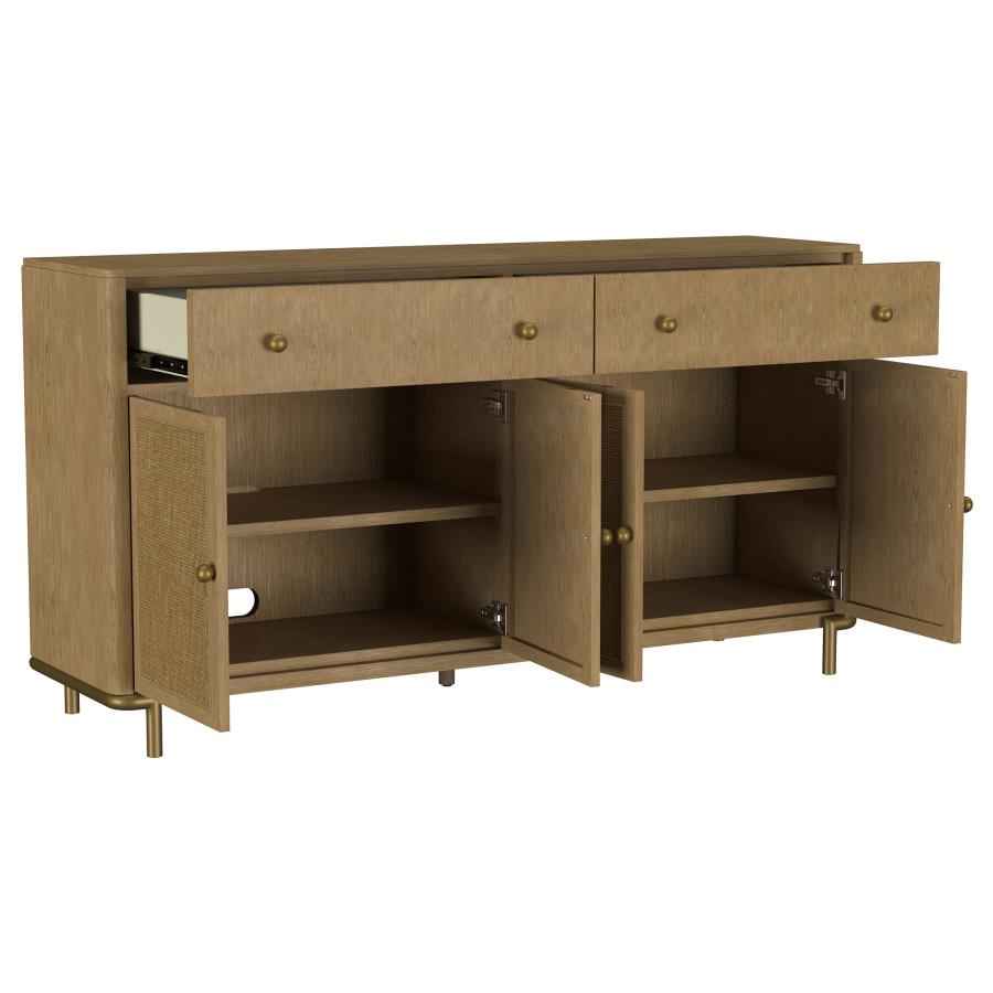 Arini 2-drawer Cane Door Dining Sideboard Server Sand Wash - Home & Sleep Outlet