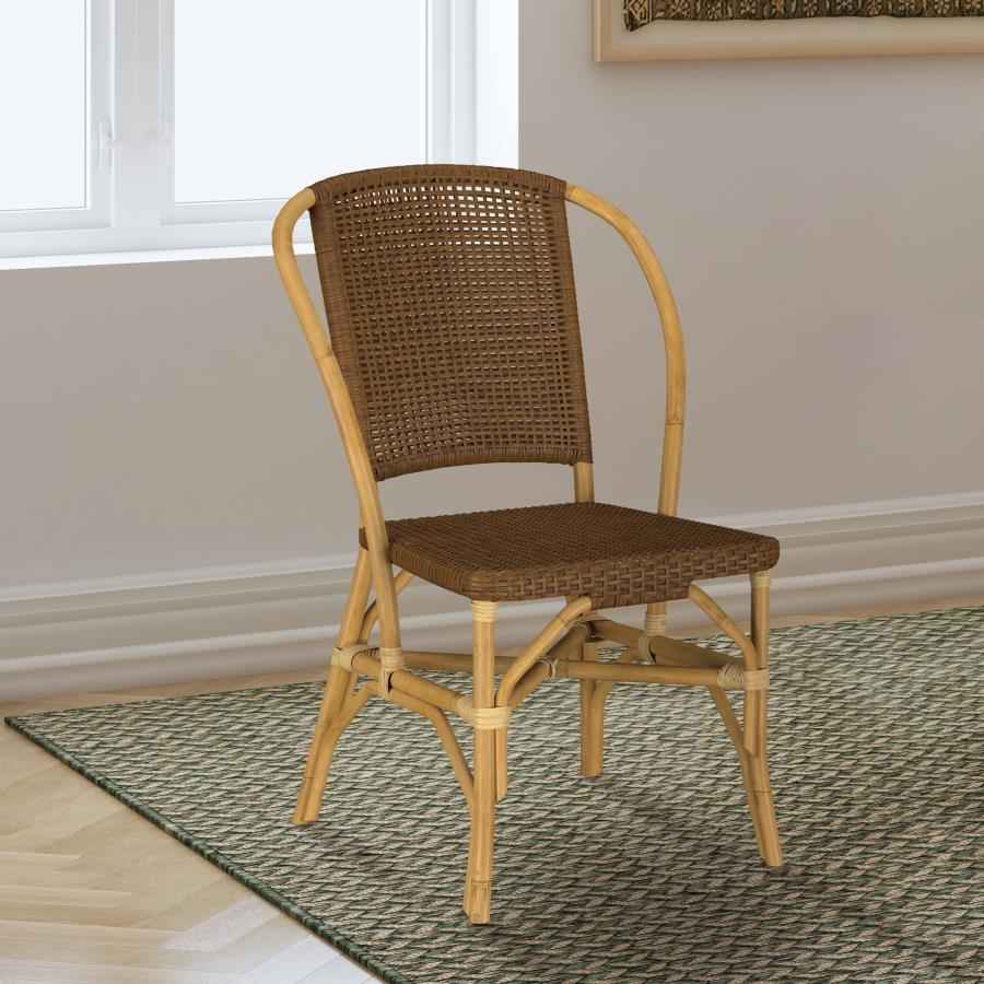 Lexley Woven Rattan Dining Side Chair Brown (Set of 2) - Home & Sleep Outlet