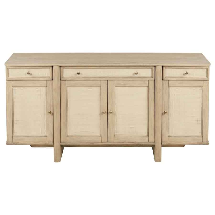 Kailani 4-door Cane Sideboard Buffet Cabinet Beige Oak