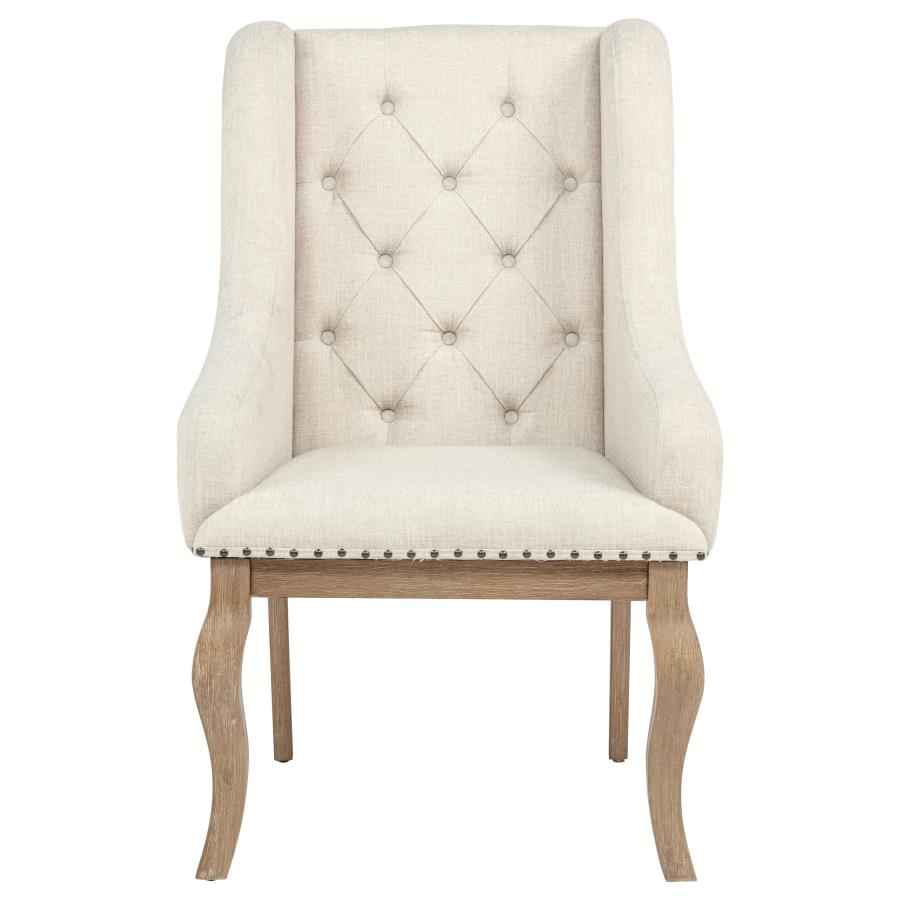 Brockway Upholstered Arm Chair Barley Brown (Set of 2)
