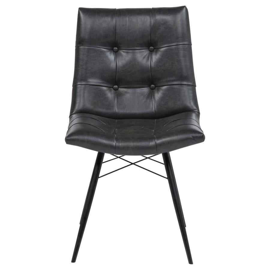 Aiken Faux Leather Upholstered Dining Side Chair Charcoal Grey (Set of 4)