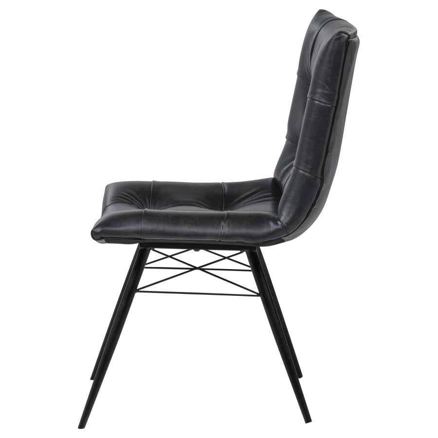 Aiken Faux Leather Upholstered Dining Side Chair Charcoal Grey (Set of 4)