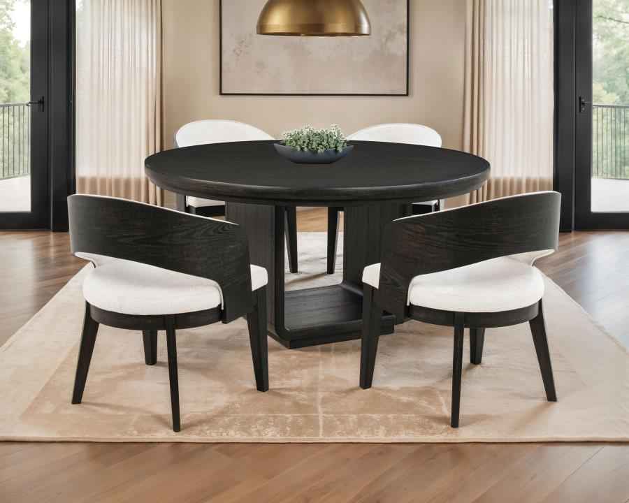 Leandro 5-piece Round Dining Table Set Burnished Black