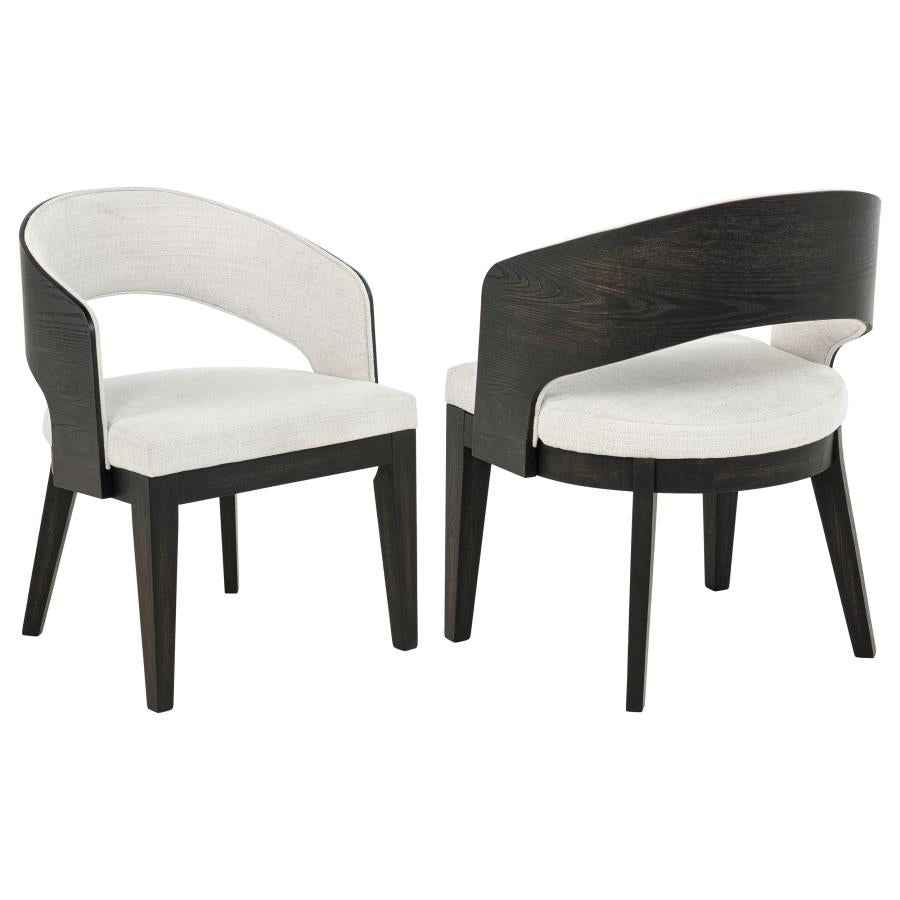 Leandro Upholstered Dining Arm Chair Cream (Set of 2)