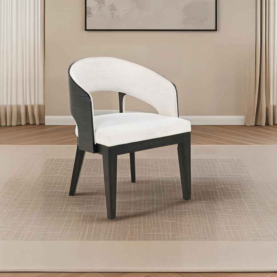 Leandro Upholstered Dining Arm Chair Cream (Set of 2)