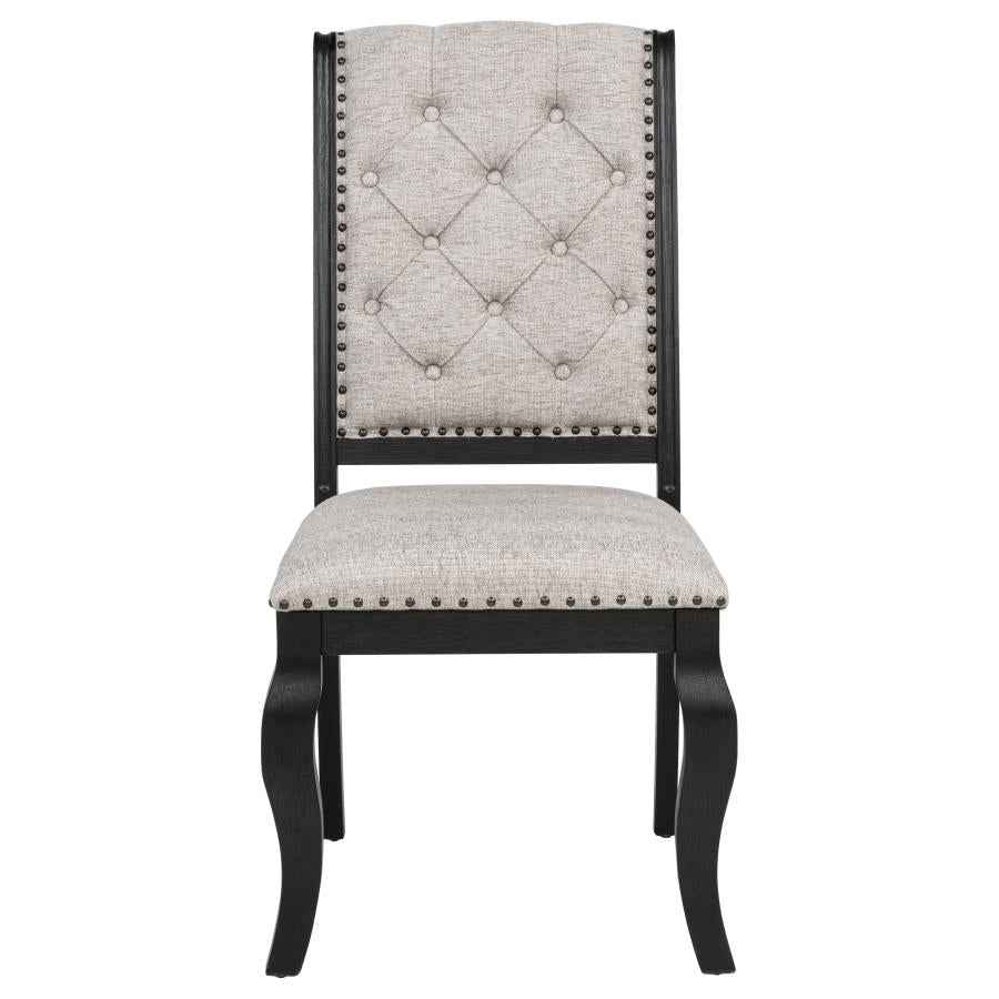 Phelps Upholstered Dining Side Chair Tan Distressed Noir (Set of 2)