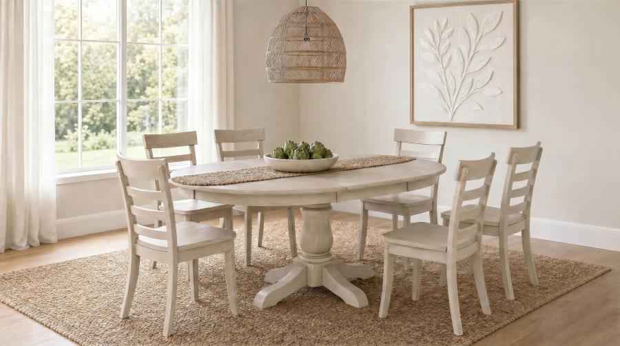 Orrison 7-piece Oval 62-inch Extension Leaf Dining Set Linen