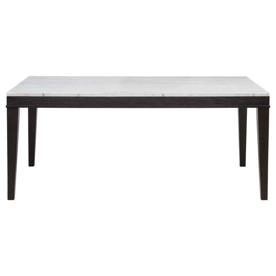 Averill 7-piece White Marble Top Dining Set Dark Grey and Coffee Bean