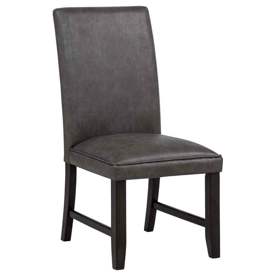 Averill Faux Leatherette Upholstered Dining Side Chair Dark Grey (Set of 2)