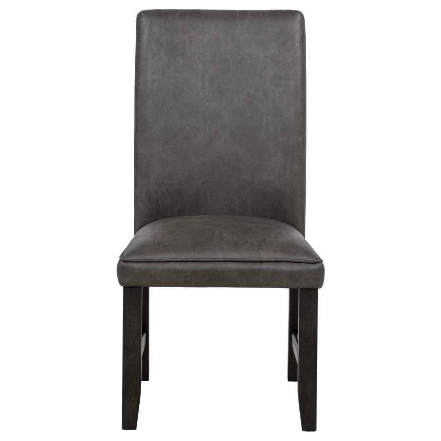 Averill Faux Leatherette Upholstered Dining Side Chair Dark Grey (Set of 2)