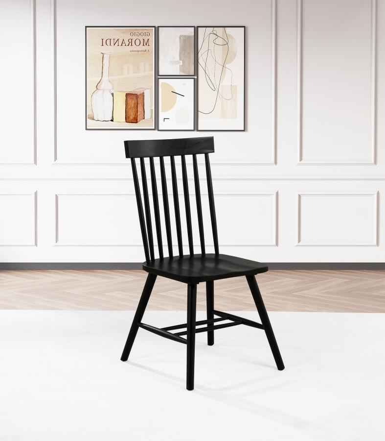 Andrews Windsor Spindle Back Dining Side Chair Black (Set of 2)