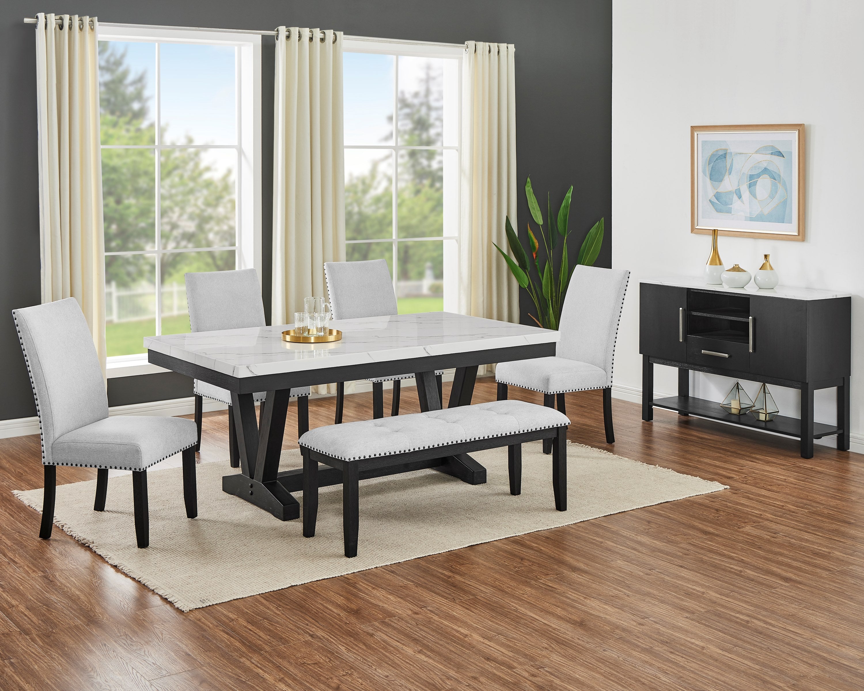 VANCE 1319-6P-SB (7-Piece Dining Set)