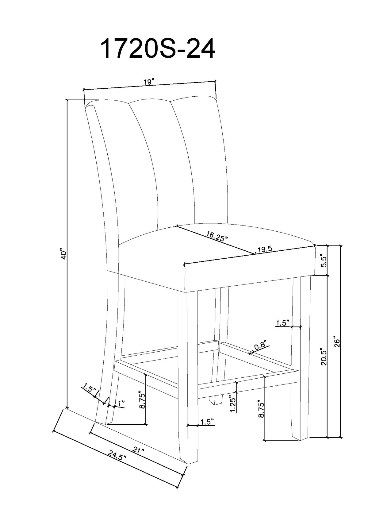 VEGA 1720-5P (5-Piece Counter Dining Set)