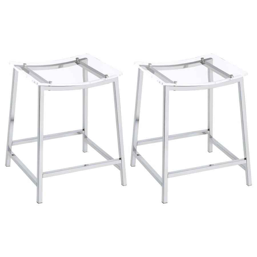Jovani Acrylic Backless Counter Stool Chrome (Set of 2) - Home & Sleep Outlet