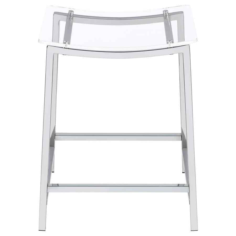 Jovani Acrylic Backless Counter Stool Chrome (Set of 2) - Home & Sleep Outlet