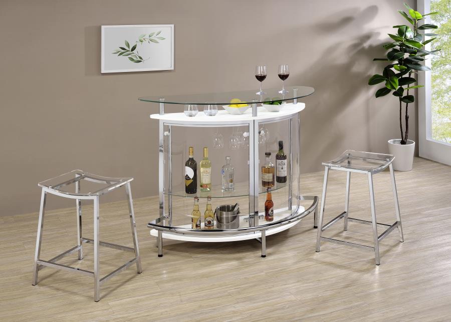Jovani Acrylic Backless Counter Stool Chrome (Set of 2) - Home & Sleep Outlet