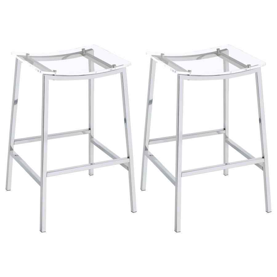 Jovani Acrylic Backless Bar Stool Chrome (Set of 2) - Home & Sleep Outlet