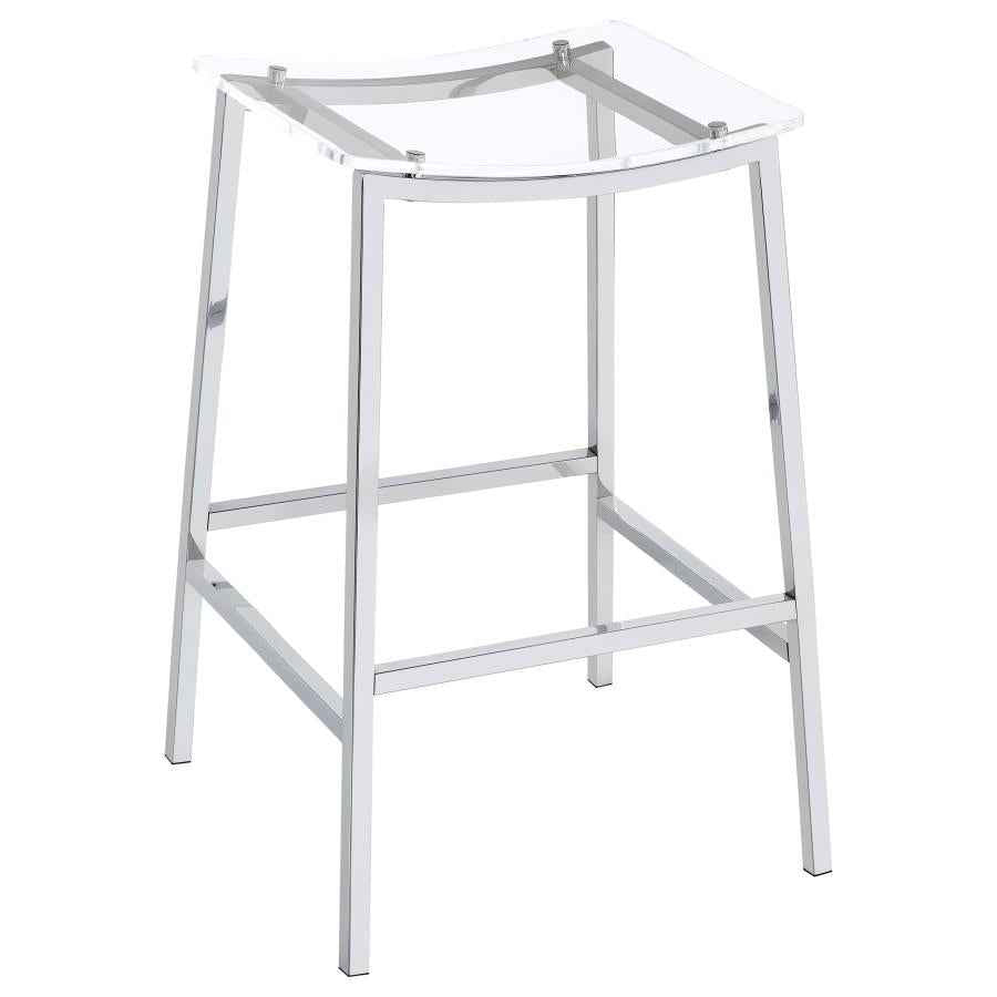 Jovani Acrylic Backless Bar Stool Chrome (Set of 2) - Home & Sleep Outlet