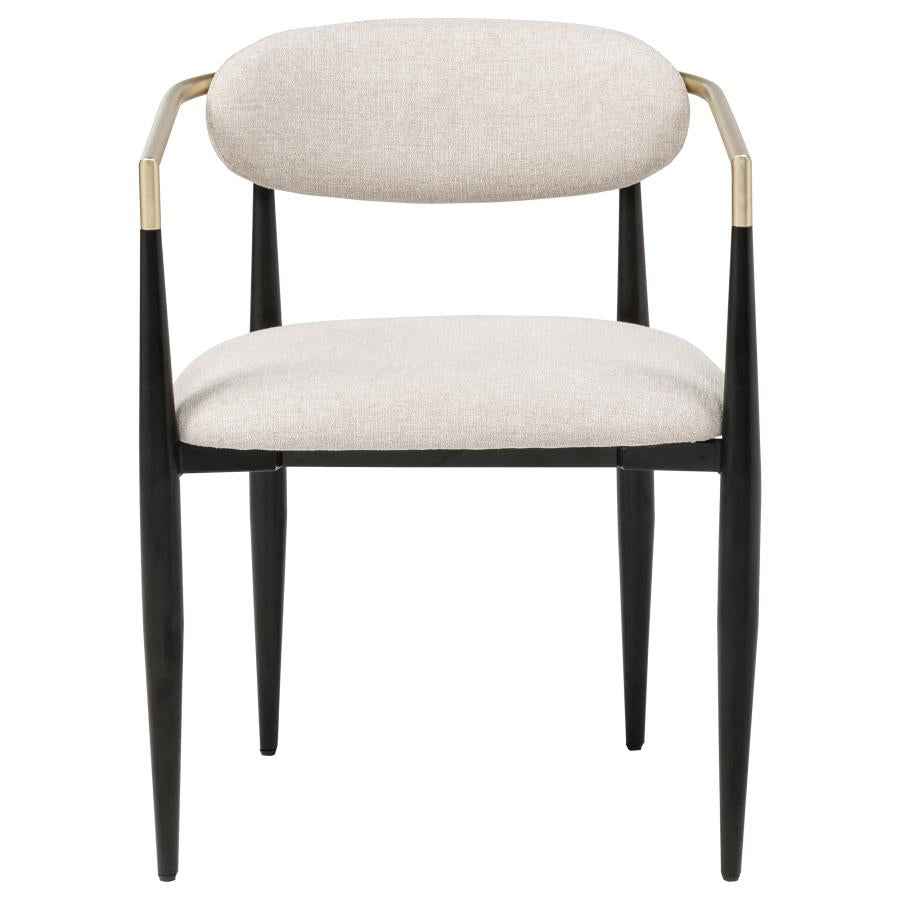 Bradbury Fabric Upholstered Dining Arm Chair Beige (Set of 2) - Home & Sleep Outlet