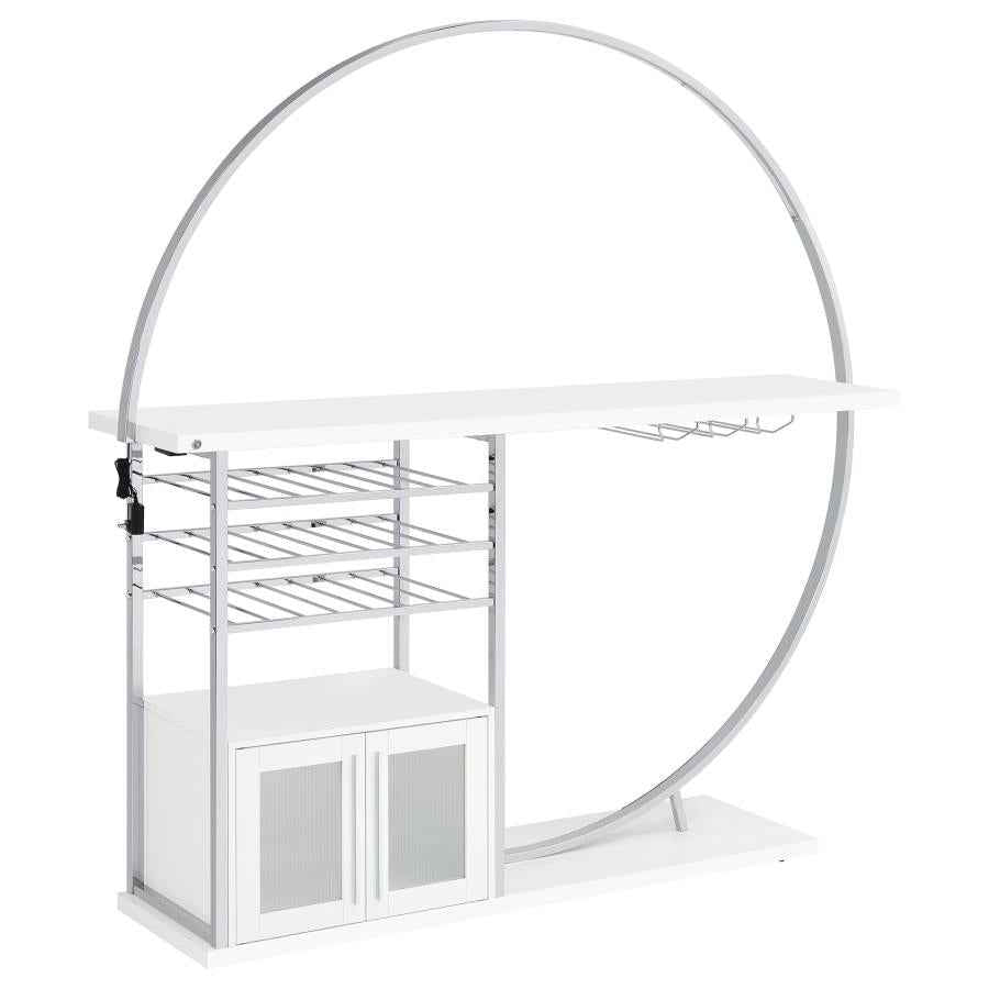 Risley 2-door Circular LED Wine Cabinet White High Gloss - Home & Sleep Outlet