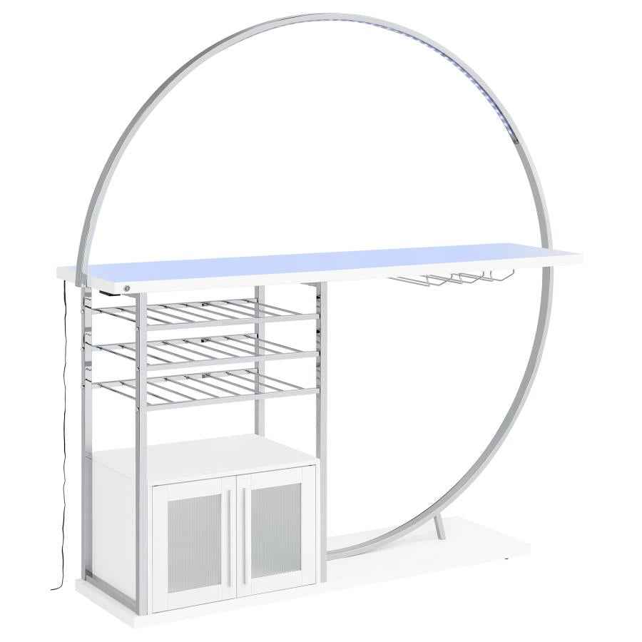 Risley 2-door Circular LED Wine Cabinet White High Gloss - Home & Sleep Outlet