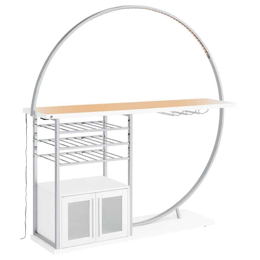 Risley 2-door Circular LED Wine Cabinet White High Gloss - Home & Sleep Outlet