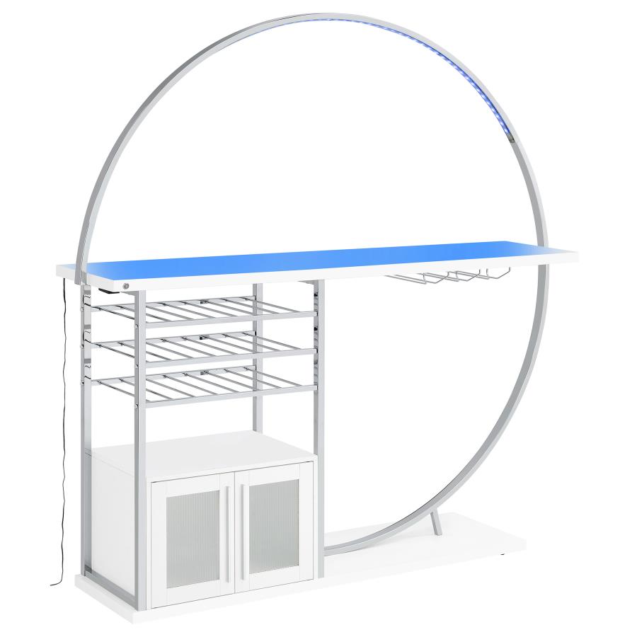 Risley 2-door Circular LED Wine Cabinet White High Gloss - Home & Sleep Outlet