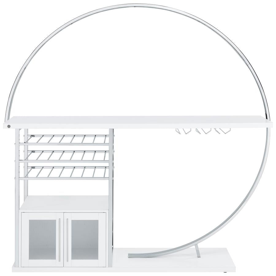 Risley 2-door Circular LED Wine Cabinet White High Gloss - Home & Sleep Outlet