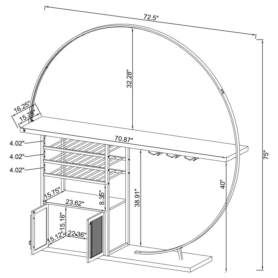 Risley 2-door Circular LED Wine Cabinet White High Gloss - Home & Sleep Outlet